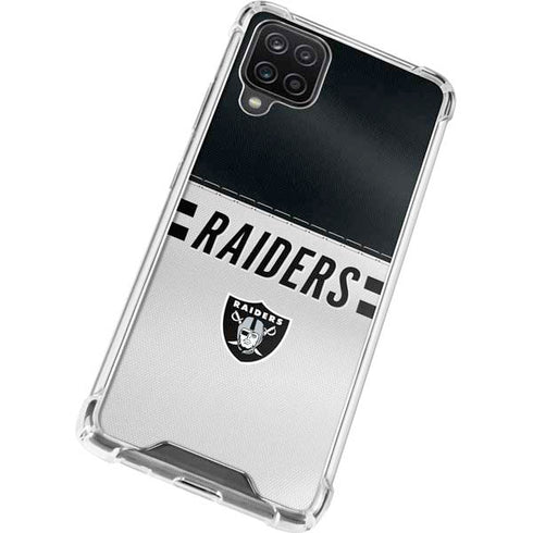 NFL Las Vegas Raiders White Striped Galaxy A12 Clear Case