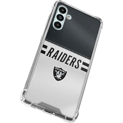 NFL Las Vegas Raiders White Striped Galaxy A13 5G Clear Case
