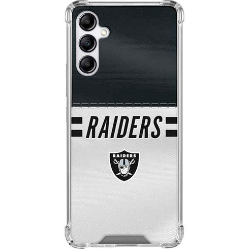 NFL Las Vegas Raiders White Striped Galaxy A15 5G Clear Case
