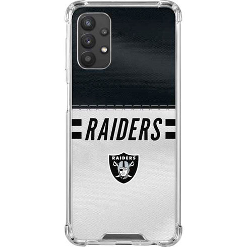 NFL Las Vegas Raiders White Striped Galaxy A32 5G Clear Case