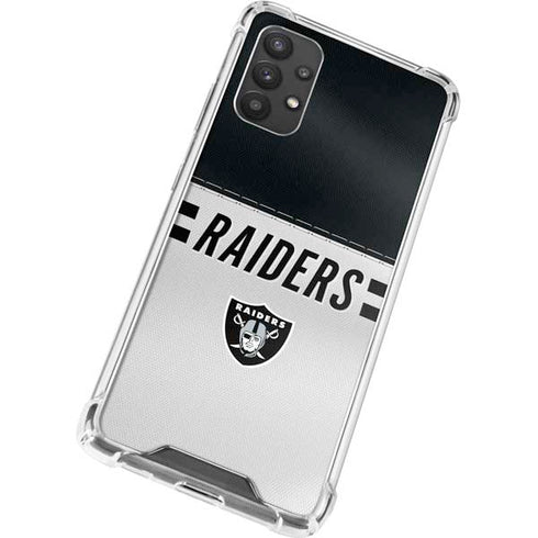 NFL Las Vegas Raiders White Striped Galaxy A32 5G Clear Case