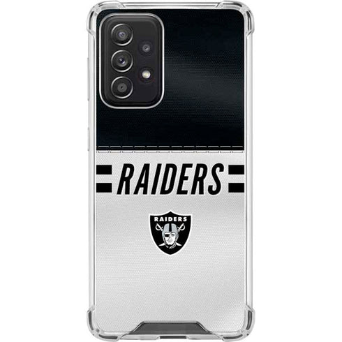 NFL Las Vegas Raiders White Striped Galaxy A52 5G Clear Case