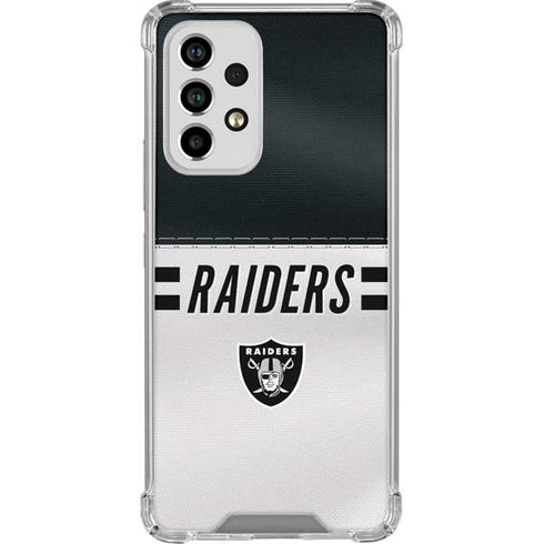 NFL Las Vegas Raiders White Striped Galaxy A53 5G Clear Case