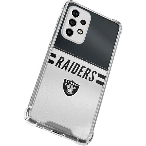NFL Las Vegas Raiders White Striped Galaxy A53 5G Clear Case