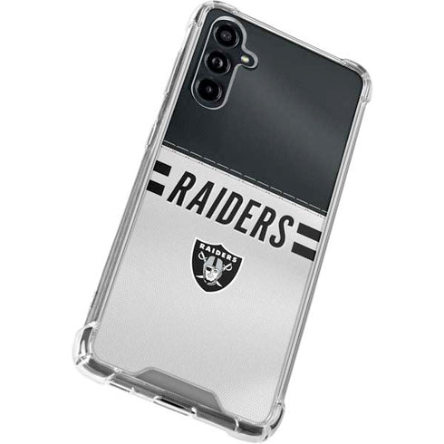 NFL Las Vegas Raiders White Striped Galaxy A54 5G Clear Case
