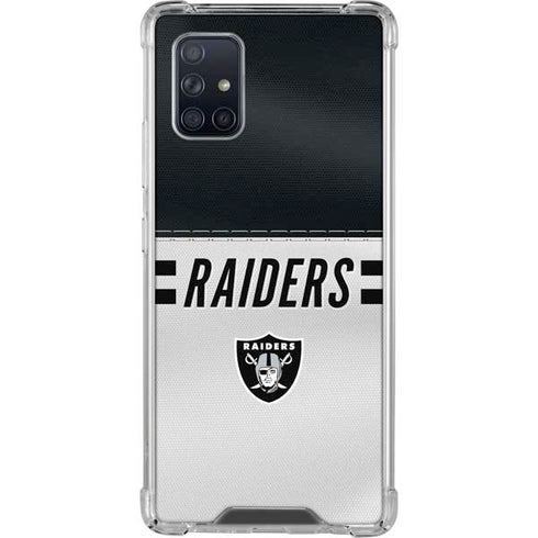 NFL Las Vegas Raiders White Striped Galaxy A71 5G Clear Case