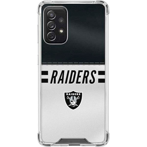 NFL Las Vegas Raiders White Striped Galaxy A72 5G Clear Case