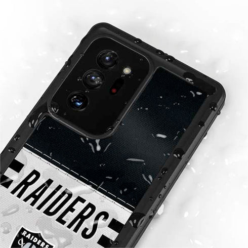 NFL Las Vegas Raiders White Striped Galaxy Note20 Ultra 5G Waterproof Case
