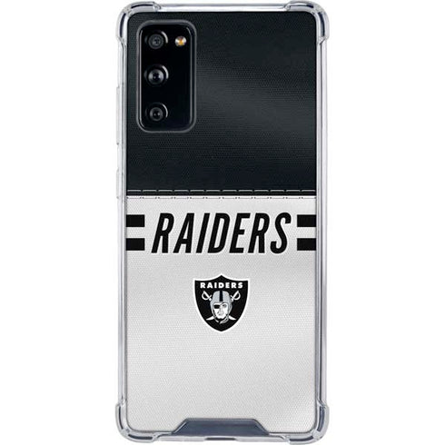 NFL Las Vegas Raiders White Striped Galaxy S20 FE Clear Case