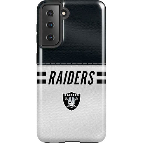 NFL Las Vegas Raiders White Striped Galaxy S21 5G Pro Case