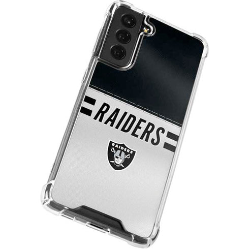 NFL Las Vegas Raiders White Striped Galaxy S21 FE Clear Case