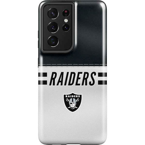 NFL Las Vegas Raiders White Striped Galaxy S21 Ultra 5G Pro Case