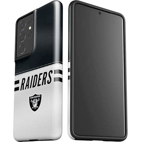 NFL Las Vegas Raiders White Striped Galaxy S21 Ultra 5G Pro Case