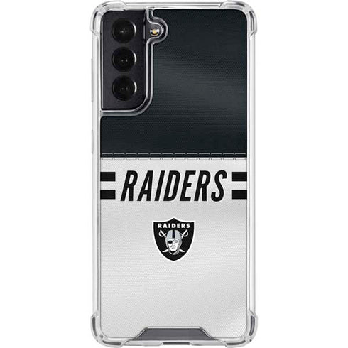 NFL Las Vegas Raiders White Striped Galaxy S22 Clear Case