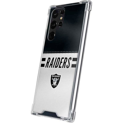 NFL Las Vegas Raiders White Striped Galaxy S22 Ultra Clear Case
