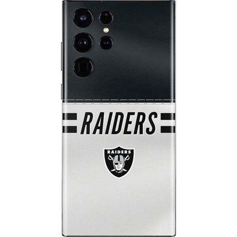 NFL Las Vegas Raiders White Striped Galaxy S22 Ultra Skin