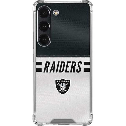 NFL Las Vegas Raiders White Striped Galaxy S23 Clear Case
