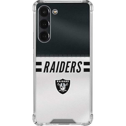 NFL Las Vegas Raiders White Striped Galaxy S23 Plus Clear Case