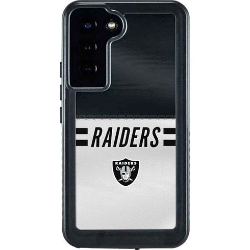 NFL Las Vegas Raiders White Striped Galaxy S23 Plus Waterproof Case