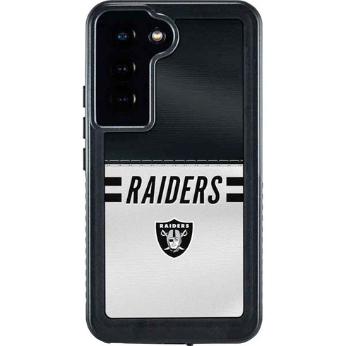 NFL Las Vegas Raiders White Striped Galaxy S23 Waterproof Case