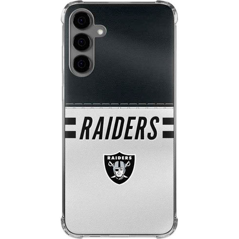NFL Las Vegas Raiders White Striped Galaxy S24 Plus Clear Case