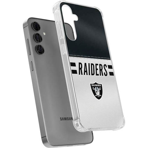 NFL Las Vegas Raiders White Striped Galaxy S24 Plus Clear Case