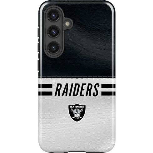NFL Las Vegas Raiders White Striped Galaxy S24 Plus Impact Case