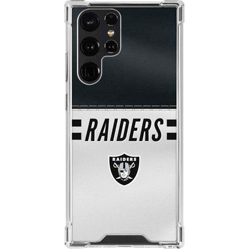 NFL Las Vegas Raiders White Striped Galaxy S24 Ultra Clear Case