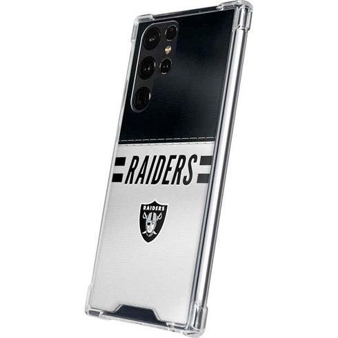 NFL Las Vegas Raiders White Striped Galaxy S24 Ultra Clear Case