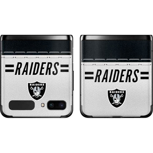 NFL Las Vegas Raiders White Striped Galaxy Z Flip Skin