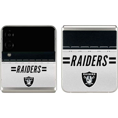 NFL Las Vegas Raiders White Striped Galaxy Z Flip3 5G Skin