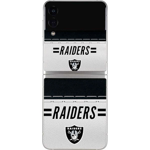 NFL Las Vegas Raiders White Striped Galaxy Z Flip3 5G Skin