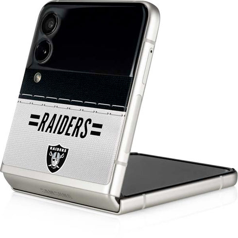 NFL Las Vegas Raiders White Striped Galaxy Z Flip3 5G Skin