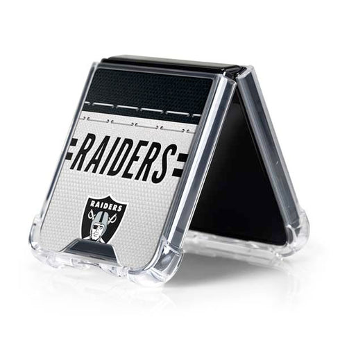 NFL Las Vegas Raiders White Striped Galaxy Z Flip5 5G Clear Case