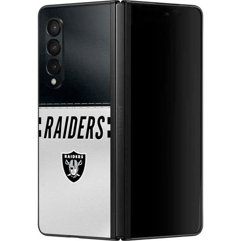 NFL Las Vegas Raiders White Striped Galaxy Z Fold3 5G Skin