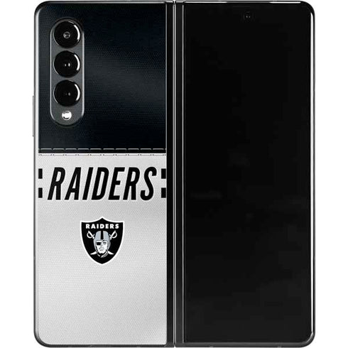NFL Las Vegas Raiders White Striped Galaxy Z Fold3 5G Skin
