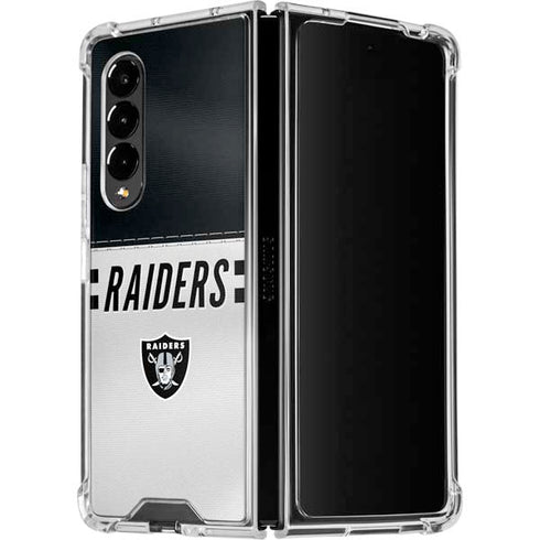 NFL Las Vegas Raiders White Striped Galaxy Z Fold4 5G Clear Case