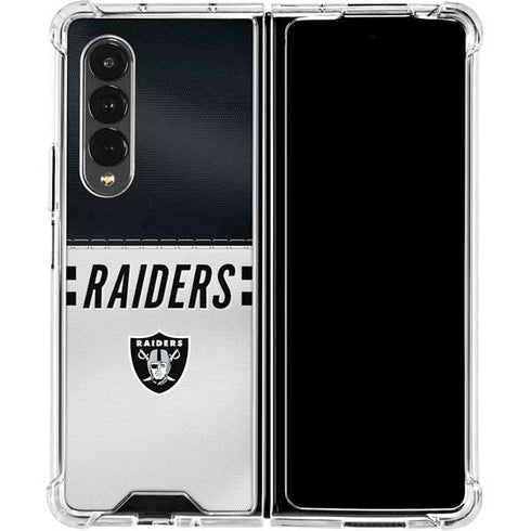 NFL Las Vegas Raiders White Striped Galaxy Z Fold4 5G Clear Case