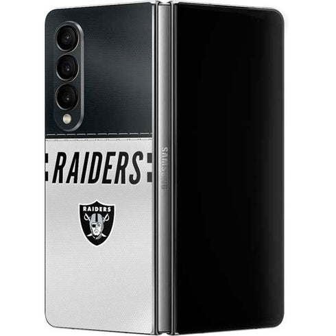 NFL Las Vegas Raiders White Striped Galaxy Z Fold4 5G Skin