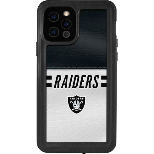 NFL Las Vegas Raiders White Striped iPhone 12 Pro Waterproof Case