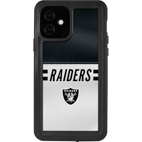 NFL Las Vegas Raiders White Striped iPhone 12 Waterproof Case