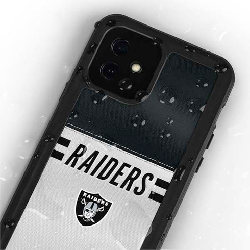 NFL Las Vegas Raiders White Striped iPhone 12 Waterproof Case