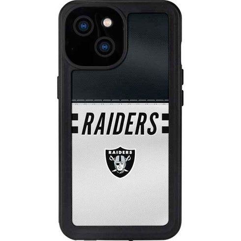 NFL Las Vegas Raiders White Striped iPhone 13 Mini Waterproof Case