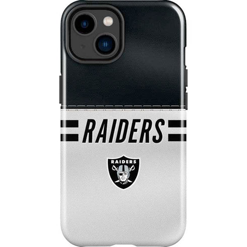 NFL Las Vegas Raiders White Striped iPhone 14 Plus Impact Case