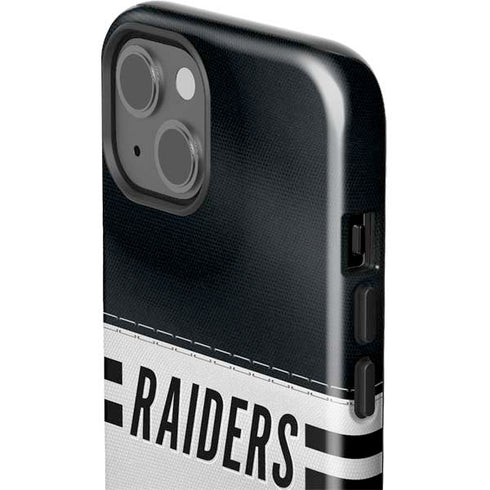 NFL Las Vegas Raiders White Striped iPhone 15 Plus Impact Case