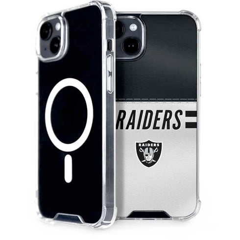 NFL Las Vegas Raiders White Striped iPhone 15 Plus MagSafe Case