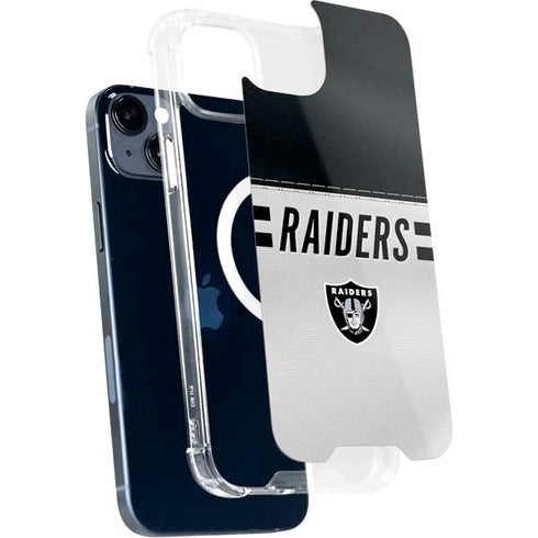 NFL Las Vegas Raiders White Striped iPhone 15 Plus MagSafe Case
