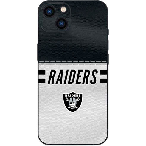 NFL Las Vegas Raiders White Striped iPhone 15 Plus Skin