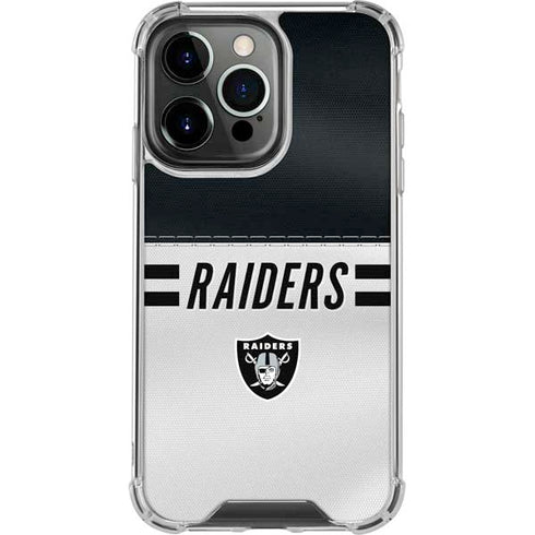 NFL Las Vegas Raiders White Striped iPhone 15 Pro Clear Case