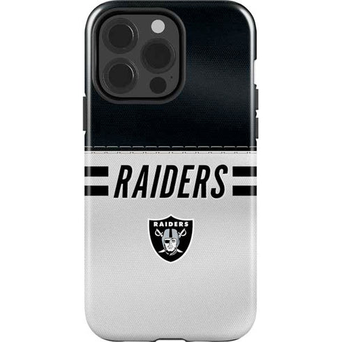 NFL Las Vegas Raiders White Striped iPhone 14 Pro Impact Case